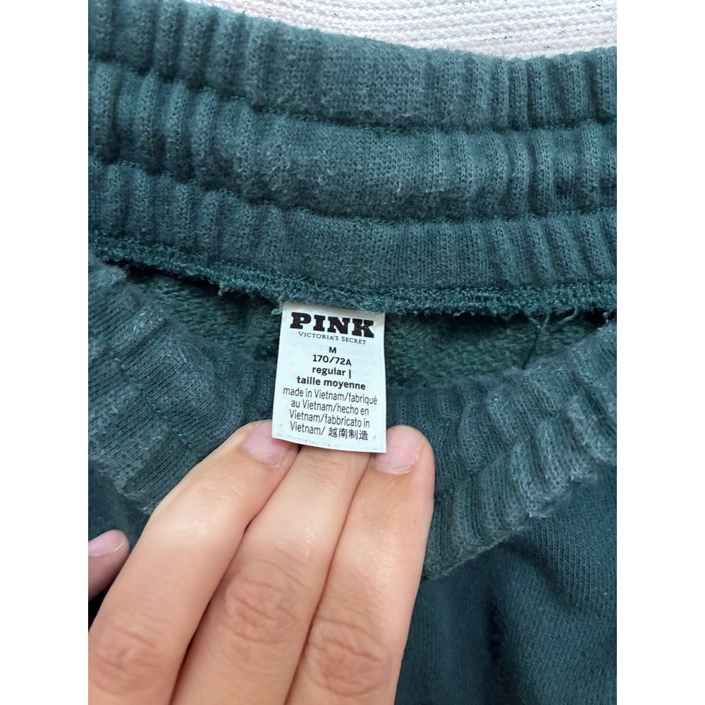 Victoria's Secret PINK Quarter Zip Sweatshirt and Wide Leg Sweatpants Set Green - Picture 9 of 11